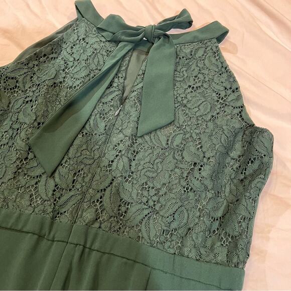 Gal Meets Glam Alina Jumpsuit Hunter Green Lace Back Detail size 16 - Picture 13 of 13